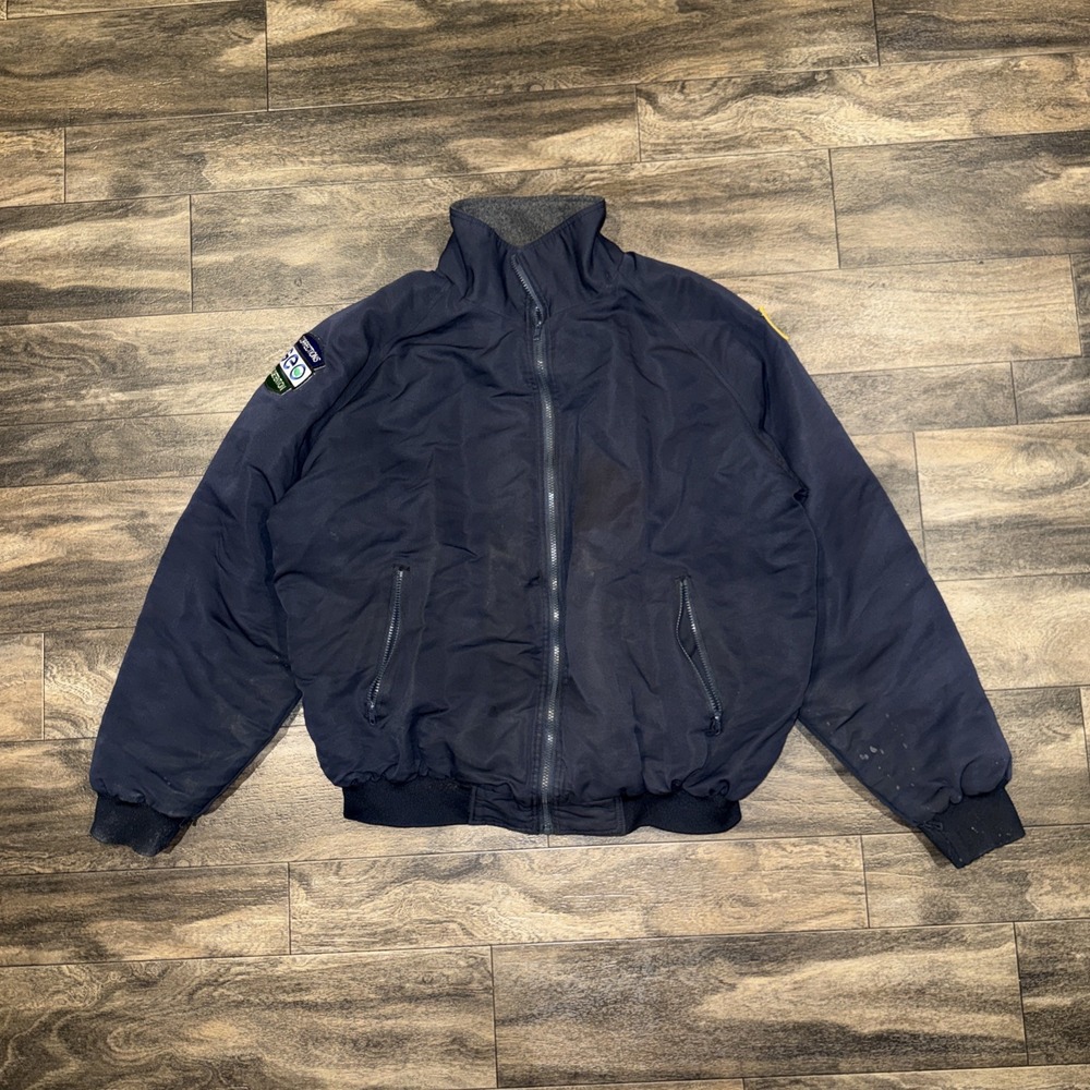 Tact Squad Duty Jacket Fleece-Lined Full-Zip Navy Blue Men's Size L US Patch GEO
